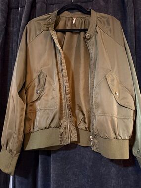 Free People Olive Bomber Jacket